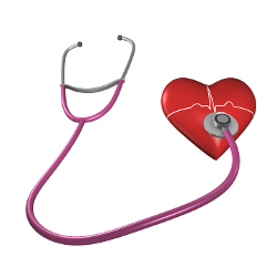 benefits of exercise - a healthy heart [image of heart with stethoscope on it]